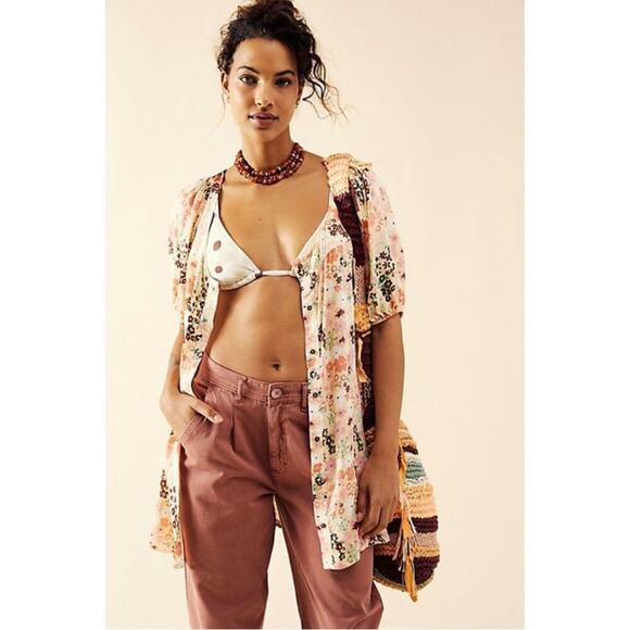 Free People FP Callie Floral Print Tunic Mini Dress in Vintage Combo XS - Picture 3 of 9